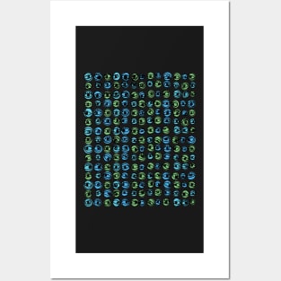 Green Blue Eyes Modern Decorative Abstract Mosaic Dots Pattern Night Posters and Art